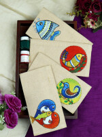 Beige handpainted pisces jute enevelopes