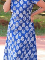 Indigo Semi Tropic Hand Block Printed Midi Dress