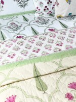 Peacoy,Traditional Jaipuri light weight pure cotton, voile fabric (mulmul), surgical cotton stuffed, hand block printed, AZO free Quilt