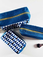 Abstract Triangles Blue Utility Pouches Set of 3