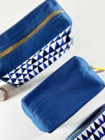 Abstract Triangles Blue Utility Pouches Set of 3