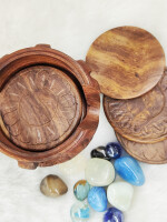 Wooden Coaster Handmade Set of 6 Tea Coaster with Decorative Holder cups mugs