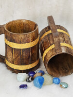 Wooden Beer Mug, Handmade Eco-Friendly Wooden Mugs with Handle for Wine/Coffee/Tea, Best Gift Cups for Men/Women-2 Piece