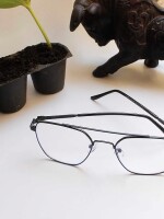 Computer square glasses, metal eye frame zero power, anti glare & blue ray cut, for men & women