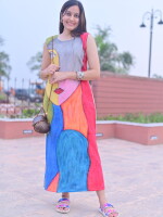 Hand painted khadi cotton stylish kurta for women