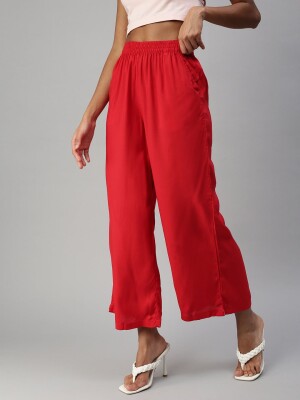 Stunning red 100% cotton polyester fit palazzo pant