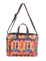 Multicoloured Motif Printed Laptop Bag