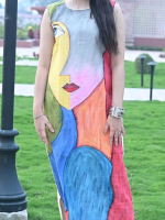 Hand painted khadi cotton stylish kurta for women