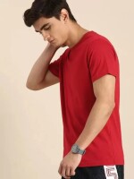 Men Solid Round Neck Reversible Pure Cotton Red T-Shirt