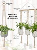 Macrame Plant Hanger – Plant Hangers for Indoor and Outdoor Plants – Handmade – Boho Room Decor – Set Holds 4 Plants