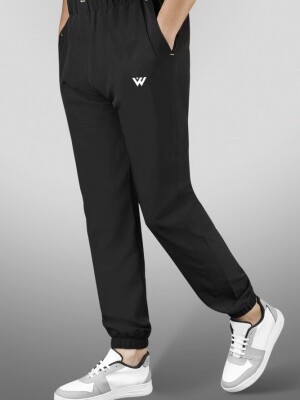 Black polyester full length track pant lower/Pyjama for men's