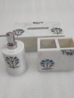 Marble Soap Dispenser with Engraved Design