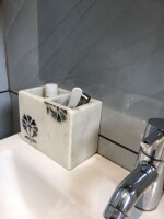 Marble Cutlery Stand/Box with Engraved Design