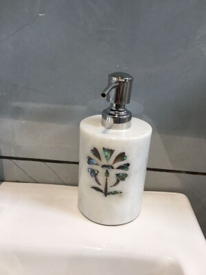 Marble Soap Dispenser with Engraved Design