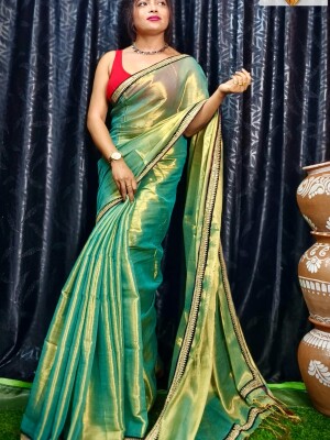 Pure Raga Tissue Saree with Rich Jardousi Border – A Touch of Elegance