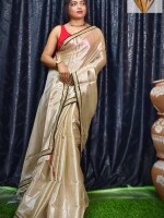 Pure Raga Tissue Saree with Rich Jardousi Border – A Touch of Elegance