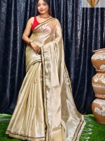 Pure Raga Tissue Saree with Rich Jardousi Border – A Touch of Elegance