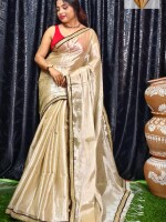 Pure Raga Tissue Saree with Rich Jardousi Border – A Touch of Elegance