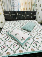 Fitted,King size Cotton print Bed sheet with 2 pillow Covers, 108*108