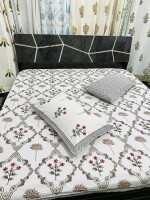 Fitted,King size Cotton print Bed sheet with 2 pillow Covers, 108*108