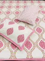 Fitted, King size Cotton print Bed sheet with 2 pillow Covers 108*108