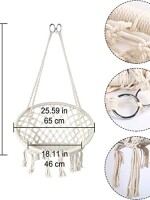 Mertonzo Hammock Swing Chair for 2-16 Years Old Kids,Handmade Knitted Macrame Hanging Swing Chair for Indoor,Bedroom,Yard,Garden- 230 Pound Capacity