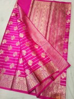 Elegant Banarasi Semi Chiffon Festival Soft Silk Saree – All Over Golden & Silver Zari Weaving