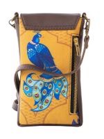 Peacock motif crossbody mobile sling