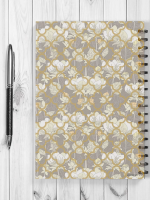 White Lotus Flower Pattern Spiral Notebook