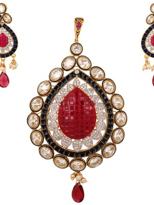 Ruby embellished traditional multicolor pendant set