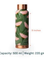 Pink china rose | 100% pure copper bottle| 500 ml