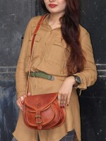 11" Women's Real Leather Shoulder Cross Body Satchel Saddle Tablet Retro Rustic Vintage Bag Handbags Purse