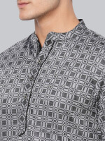 Black & grey color handloom cotton checkers designer men short kurta