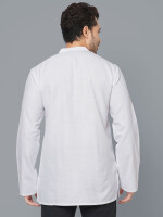 White poly-cot embroidery on button placket men short kurta