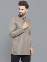 Rust color poly-cot with embroidery gents short kurta