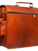 Handmade 16? brown leather crossbody bag with big pocket Leather messenger bag Laptop bag for Unisex.