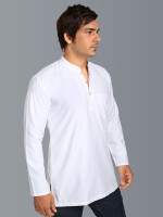 White poly-cot embroidery short kurta for men
