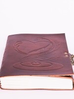 8 Inch Leather Travel Journal Personal Diary Office Notebook With Heart Embossed Design