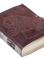 Leather journals Vintage Horse Embossed Leather Journal Notebook Diary (Handmade Paper) - Coptic Bound with Lock Closure