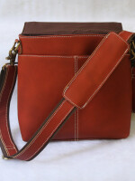 Brown leather crossbody crossover bag - best vintage purse small Shoulder bag