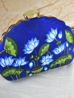 Pichwai Lotus hand painted clutch bag (box) for women