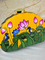 Pichwai Lotus hand painted clutch bag (box) for women