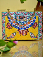 Matasya madhubani hand painted clutch bag (box) for women