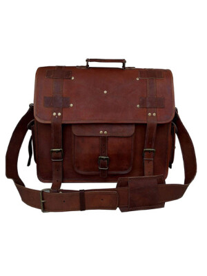 Vintage leather flap school & college bag | unisex travel crossbody bag