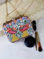 Madhubani hand painted clutch bag (box) for women