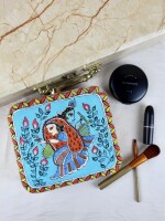 Stunning hand painted blue clutch bag (box) for women