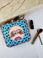 Stunning hand painted blue clutch bag (box) for women