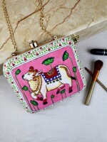 Traditional  hand paint pichwai cow clutch bag (box) for women