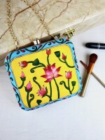 Traditional  hand paint pichwai cow clutch bag (box) for women