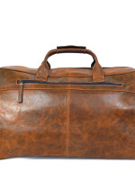 Genuine buffalo leather weekender travel Duffel bag for unisex, brown large Luggage With Shoe Compartment